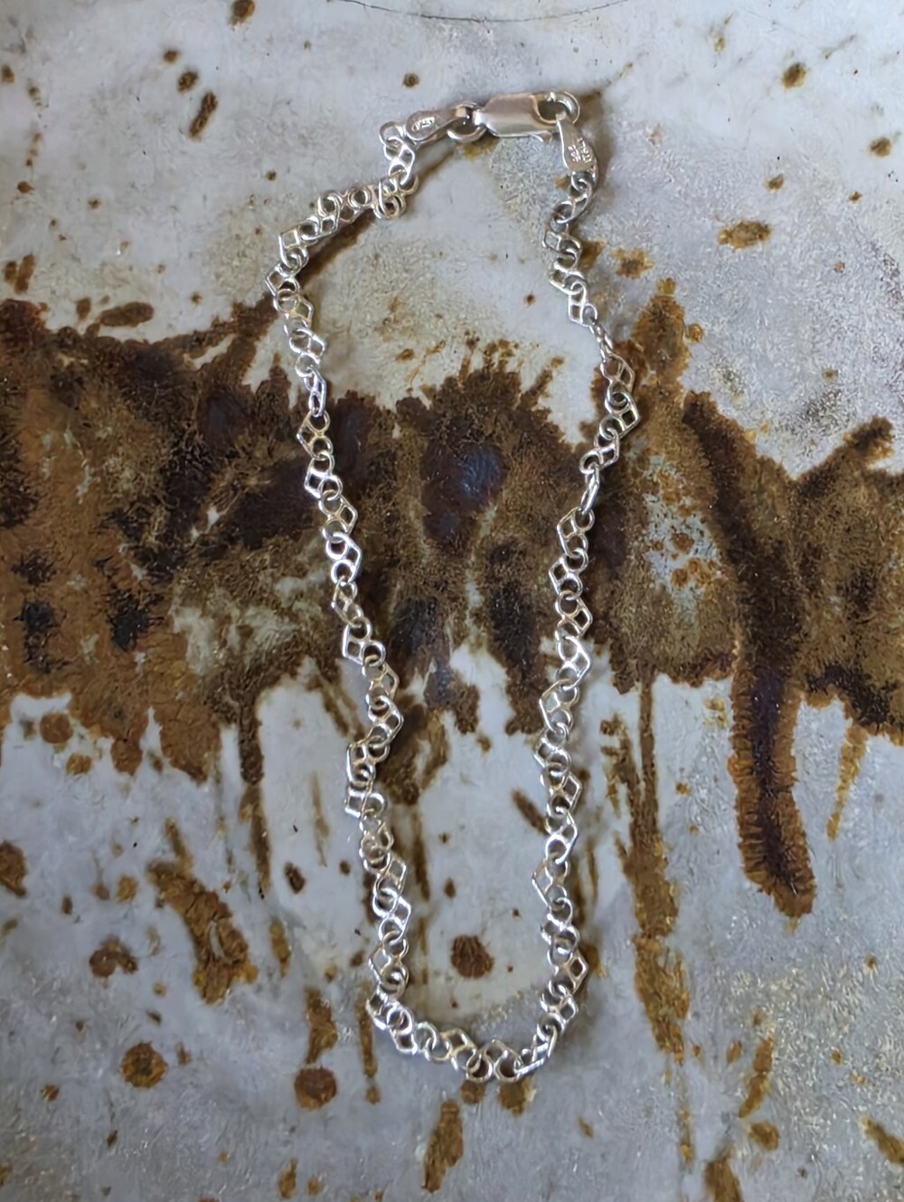 925 Silver Heart Link Bracelet 9" Large